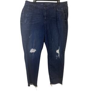 Lane Bryant Skinny Jeans Dark Wash Distressed Denim 18 Regular Retro 90s Feminin